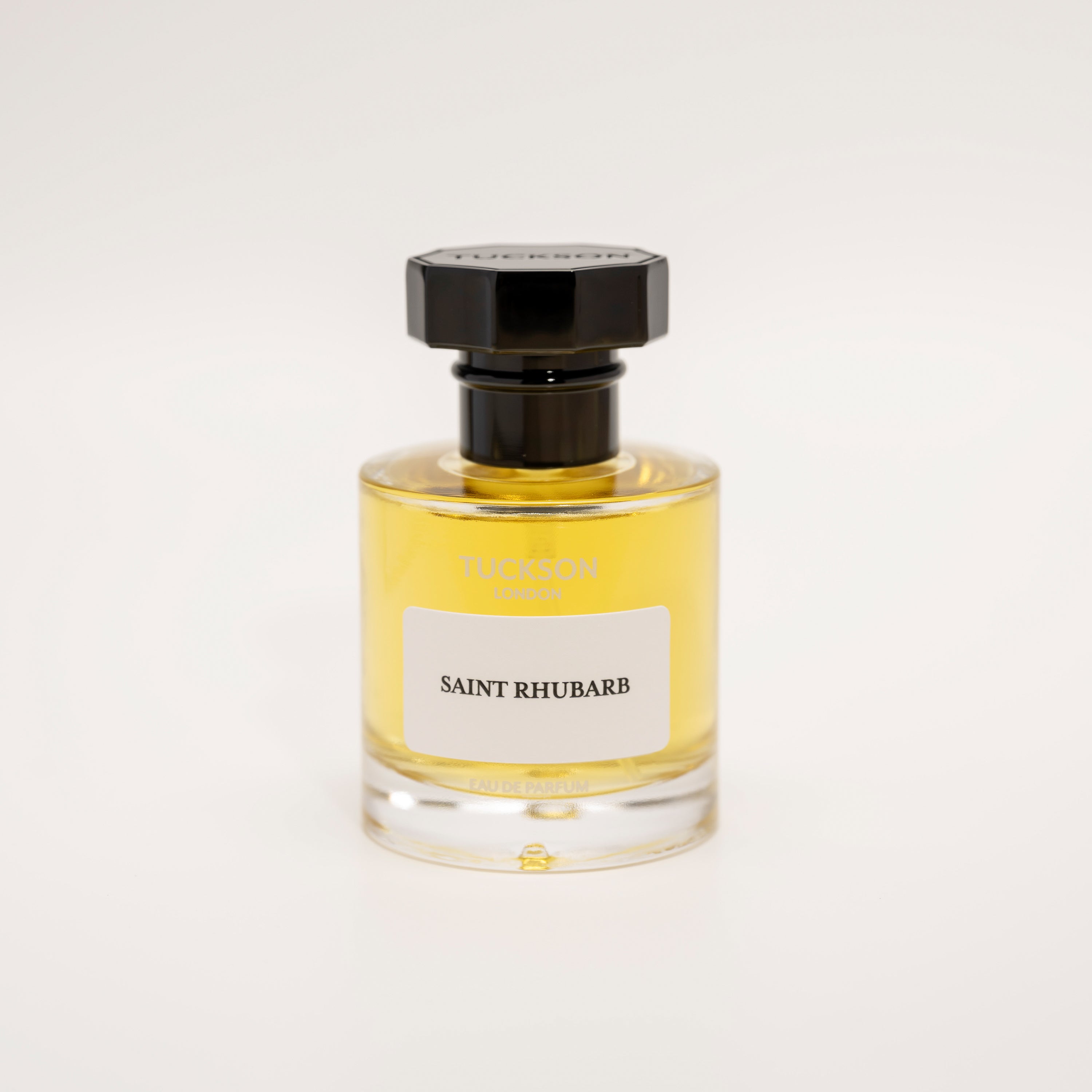 TUCKSON Saint Rhubarb Eau de parfum 50ml atomiser front, with black metal Tuckson overcap 