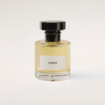 TUCKSON london UMBER Eau de Parfum 50 ml Atomiser with black metal overcap from the front angle 
